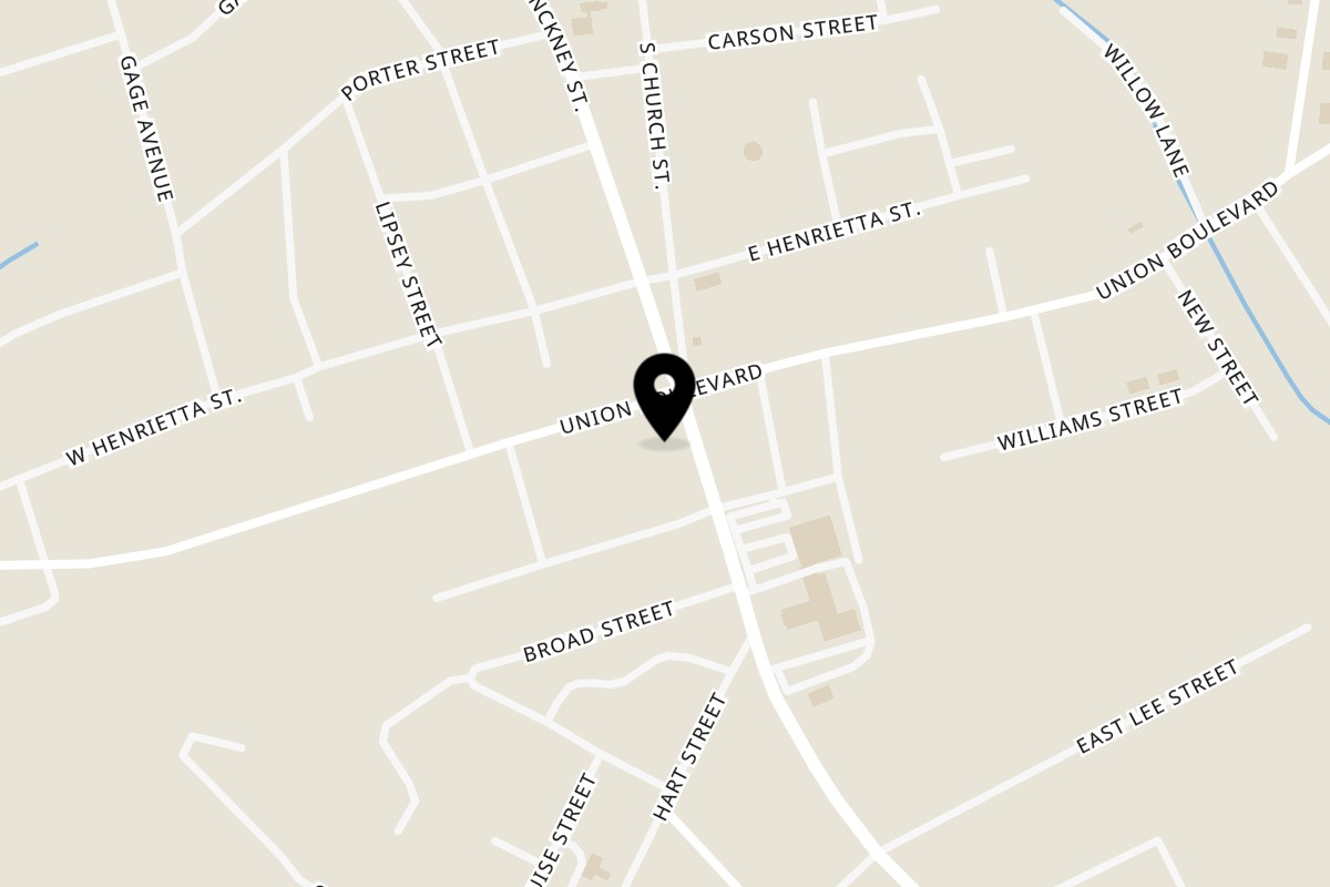 Map showing the location of Bantam Chef Of Union on 800 S Pinckney St in Union